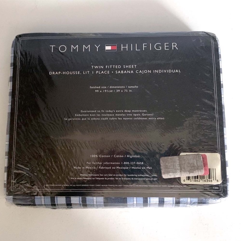 NEW! Twin, Blue Plaid Fitted Sheet by Tommy Hilfiger - Picture 2 of 2
